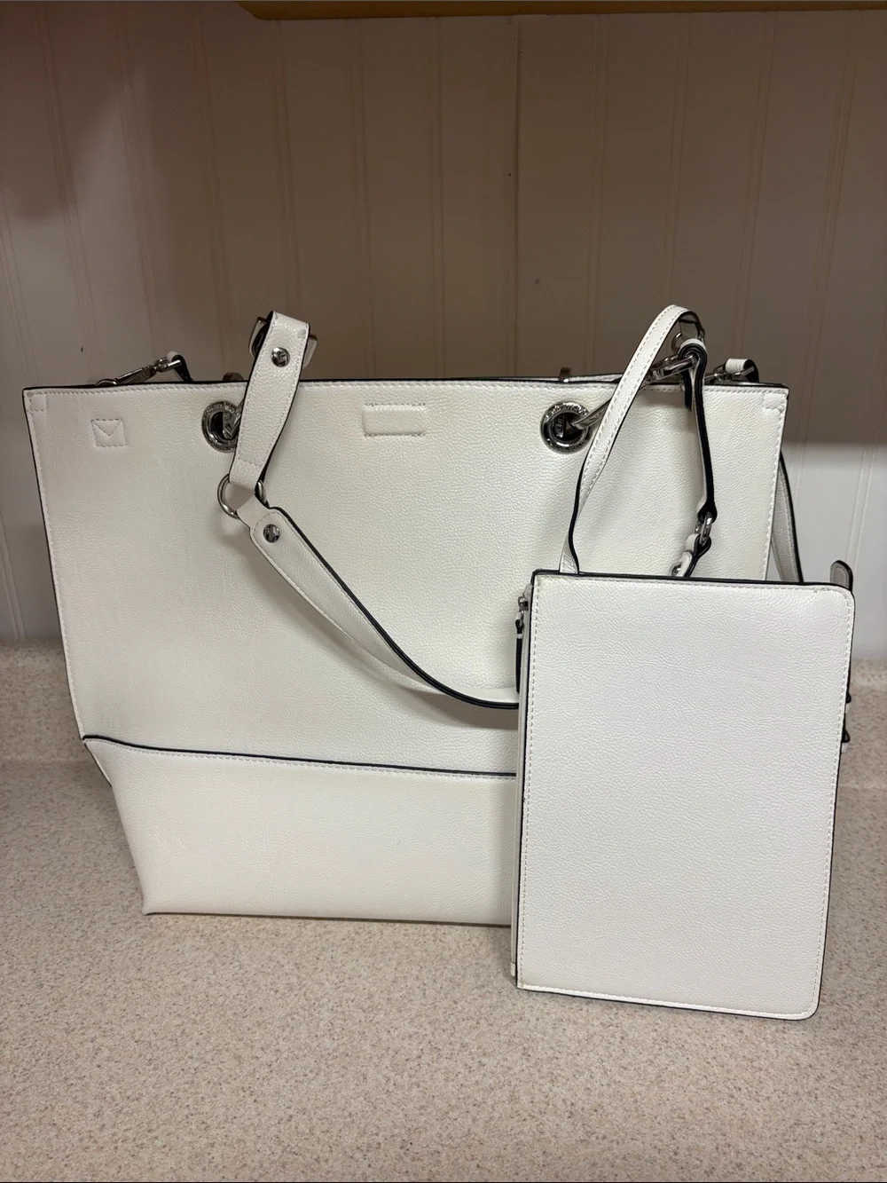 Calvin Klein White Tote with Yellow Floral Detail - Picture 6 of 7